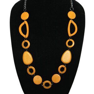 Art Deco Brown Tan Orange Long Chain Necklace